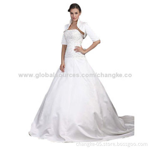 2014 new wedding dress, crew neckline, movable sleeve coat